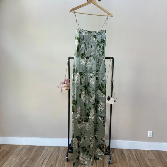 Reformation Frankie Silk Dress in Tea Garden
